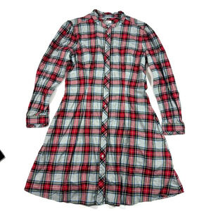 Untuckit Harrison Plaid Shirt Dress Grey Red Holiday Pockets